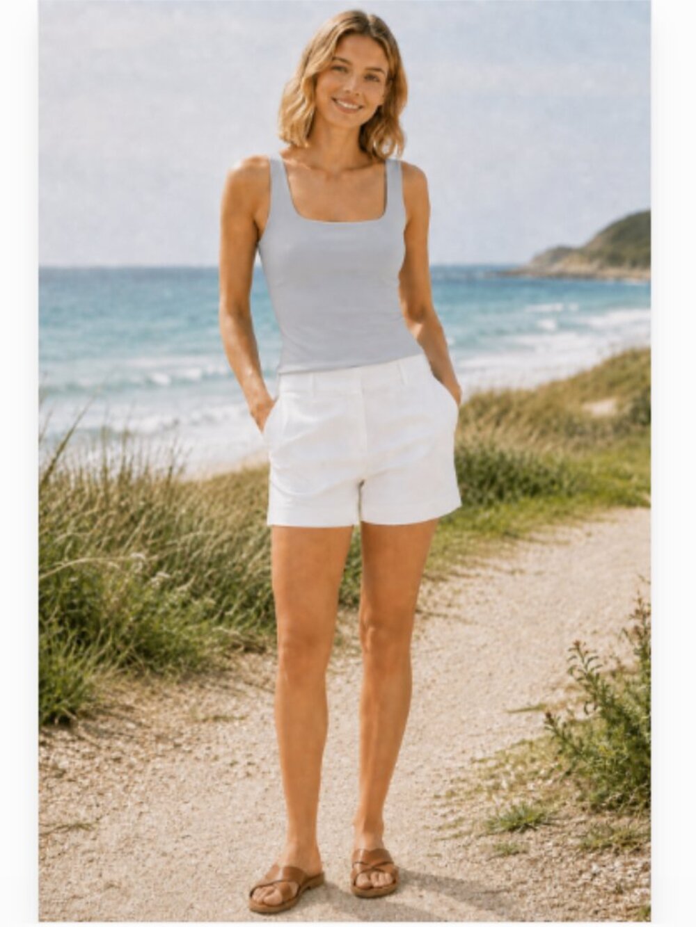 Loft Versa Light Cloudy Blue Square Neck Tank Top